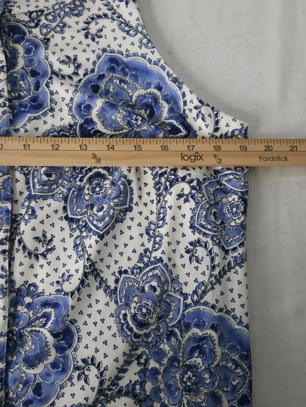 Tommy Hilfiger 8 Blue White Floral Sleeveless Tiered‎ Dress Button Front